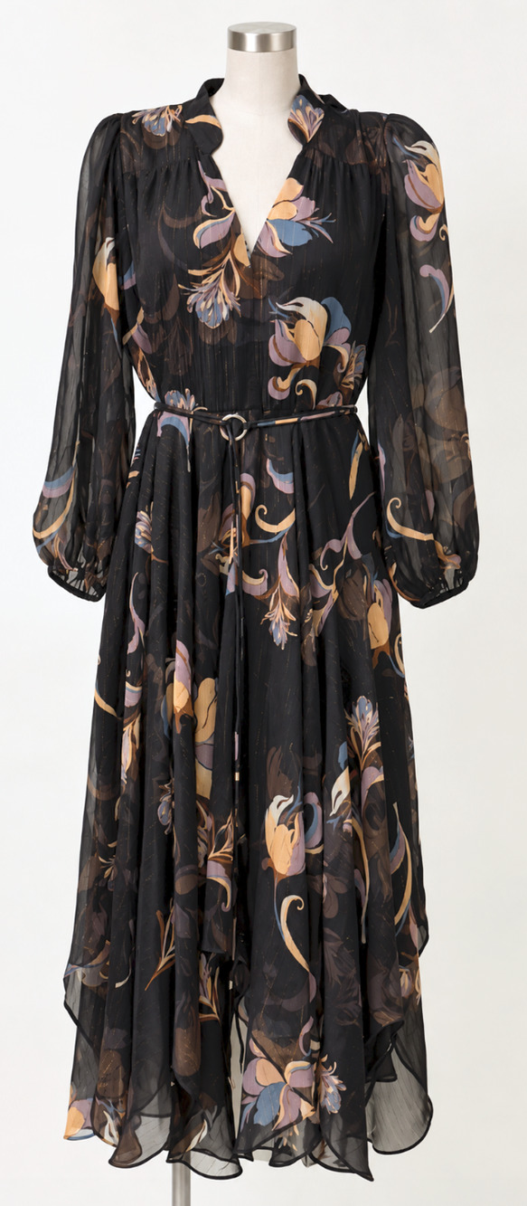 NWT WHITE HOUSE BLACK MARKET WHBM CHIFFON & LUREX ASYMMETRICAL MAXI DRESS 12P